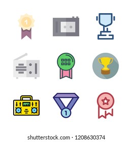 contest icon set. vector set about award, radio, recorder and trophy icons set.