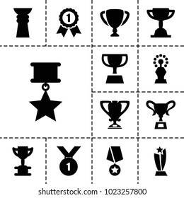 Contest icons. set of 13 editable filled contest icons such as trophy, number 1 medal