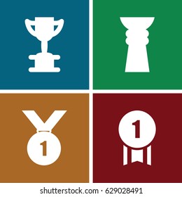 Contest icons set. set of 4 contest filled icons such as trophy