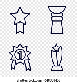 Contest icons set. set of 4 contest outline icons such as trophy, number 1 medal