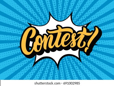 Contest lettering text banner. Vector illustration.