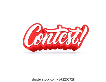 Contest lettering text banner. Vector illustration.