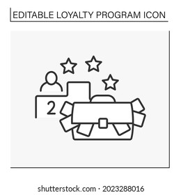Contest line icon. Raffle of prizes between customers. Cash winnings for second place. Loyalty program for customers.Shopping concept. Isolated vector illustration. Editable stroke