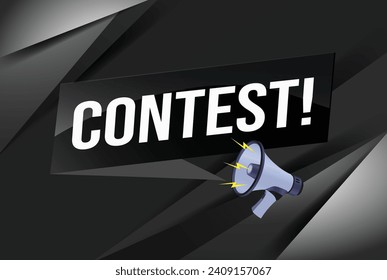 contest megaphone loud speaker design for ribbon banner poster. lettering with geometric shapes lines. advertising Vector illustration modern alert ty