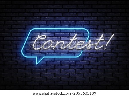 Contest neon sign vector design template. Retro card with contest on light background. Retro design banner. Vector concept. Business icon. Vector illustration. Winner award