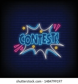 contest for poster in neon style. contest neon signs. greeting card, invitation card,flyer, posters, light bannercontest for poster in neon style. contest neon signs. greeting card, invitation card,fl
