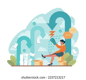 Contest. Rivalry or challenge concept. Business or interpersonal competition or disagreement. Character fighting for their interests. Flat vector illustration