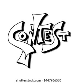 Contest text for competition announce isolated. Element for ad. Vector illustration for quiz promotion.