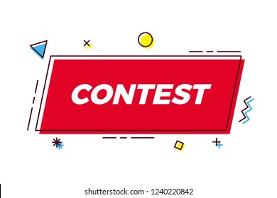 Contest vector banner geometrix box design. Trendy illustration with geometric shapes