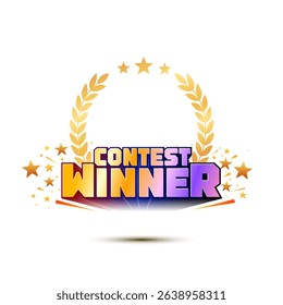 Contest winner, competition, award, and quiz winner announcement logo concept and template design.