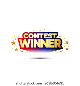 Contest winner poster concept. 3d golden logo with poster template design.