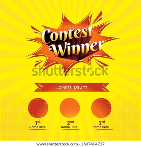 Contest Winner Template Design Vector. Giveaway Winner Social Media Post 