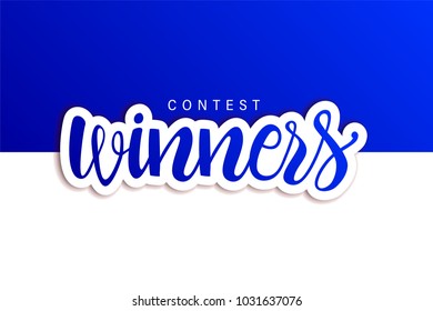 Contest Winners banner. Giveaway banner. Champion banner. Blue design.