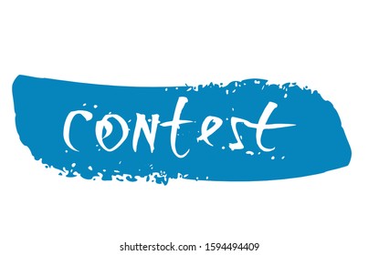 Contest word. Hand drawn text for competition announce isolated on white background. Quiz invitation flyer template with decoration. Element for social media. Vector illustration.