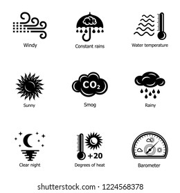 Context icons set. Simple set of 9 context vector icons for web isolated on white background