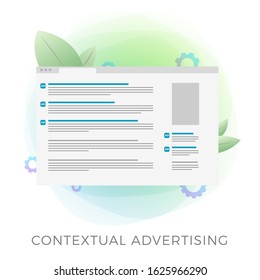 Contextual Advertising flat vector icon. Business Concept with a browser window and contextual advertising highlighted in color among the search engine results
