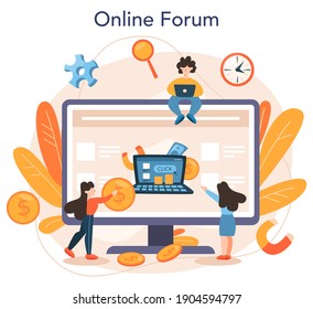 Contextual advertsing online service or platform. Marketing campaign and social network advertising. Online forum. Flat vector illustration
