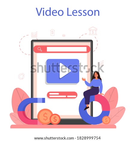 Contextual advertsing online service or platform. Marketing campaign and social network advertising. Online video lesson. Isolated flat vector illustration