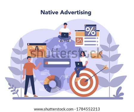 Contextual advertsing and targeting concept. Marketing campaign and social network advertising. Commercial advertisement and communication with customer idea. Isolated flat vector illustration