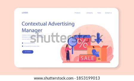 Contextual advertsing and targeting web banner or landing page. Marketing campaign and social network advertising. Commercial communication with customer idea. Isolated flat vector illustration