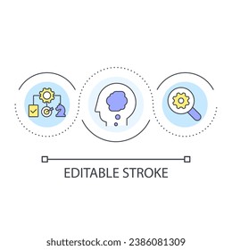 Contextual task analysis loop concept icon. Observational research. User experience design principle abstract idea thin line illustration. Isolated outline drawing. Editable stroke. Arial font used