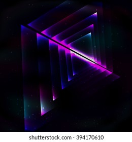 3d Render Abstract Neon Geometric Background Stock Illustration ...