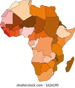 Continent of Africa in colour (vector)