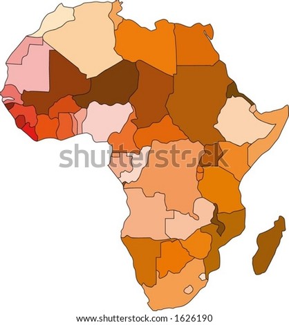 Continent of Africa in colour (vector)