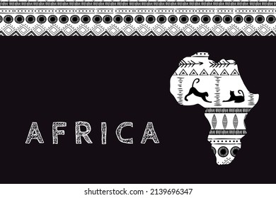 Continent Africa with patterns , vector illustration. Elements for design, vector illustration, African culture concept, logo