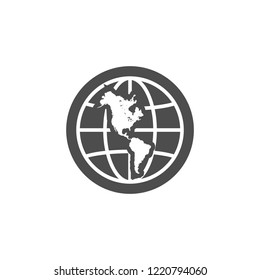 Continent America map on globe background. 