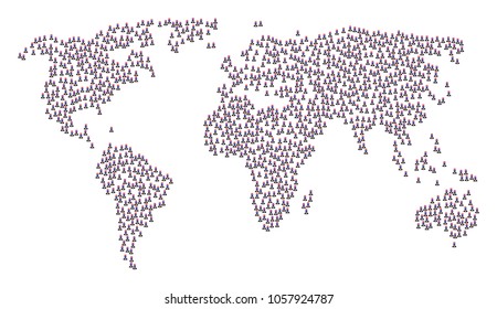 Continent composition map constructed of american uncle sam design elements. Vector american uncle sam scatter flat elements are combined into conceptual worldwide plan.