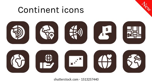 continent icon set. 10 filled continent icons.  Collection Of - Planet earth, Globe, Global, Flag, Map, World, Earth icons
