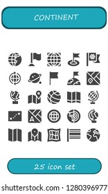  continent icon set. 25 filled continent icons. Simple modern icons about  - Earth globe, Flag, Globe, Flags, World, Orbit, Earth, Map, Planet earth