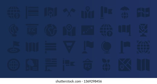 continent icon set. 32 filled continent icons. on blue background style Collection Of - Earth globe, Flag, Globe, Map, World, Flags, Earth