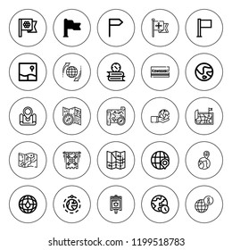 Continent icon set. collection of 25 outline continent icons with global, globe, geography, flag, kawasaki, map, flags, planet earth icons. editable icons.