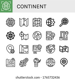 continent icon set. Collection of Globe, Global, Flag, Map, Worldwide, World icons