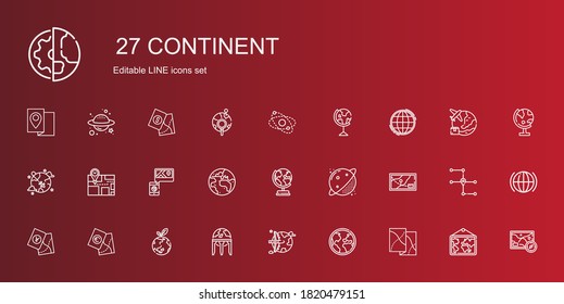 continent icons set. Collection of continent with map, globe, worldwide, earth globe, planet earth, planet, global. Editable and scalable continent icons.