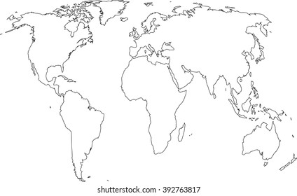 Continent Line Political World Map Stock Vector (Royalty Free ...