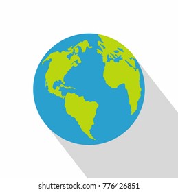 Continent on planet icon. Flat illustration of continent on planet vector icon for web