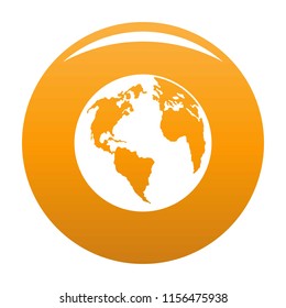 Continent on planet icon. Simple illustration of continent on planet vector icon for any design orange