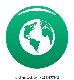 Continent on planet icon. Simple illustration of continent on planet vector icon for any design green