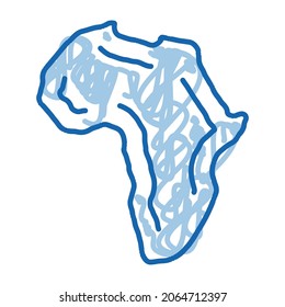 Vector de icono de esbozo de continente. Señal del continente de la línea de doodle azul dibujada a mano. ilustración de símbolo aislado