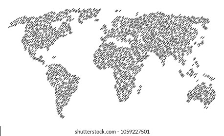 Continental collage map designed of edit pencil pictograms. Vector edit pencil scattered flat items are organized into conceptual continental atlas.