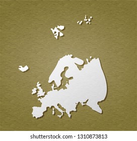 continental europe map, vector paper art