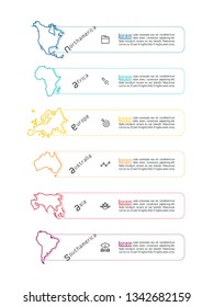 Continental infographics information on vector graphic art.