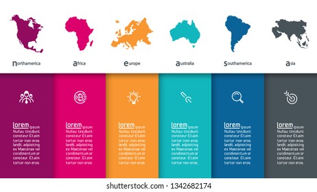 Continental infographics information on vector graphic art.