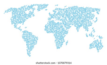 Continental mosaic map done of sword pictograms. Vector sword scattered flat elements are united into conceptual global world collage.