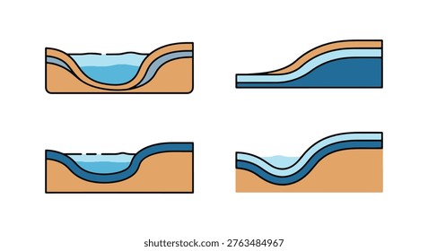 Continental Shelf Line art modern abstract colorful vector