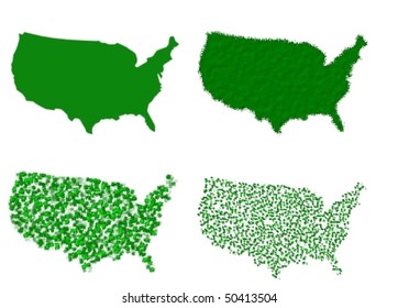 The continental US in various green layouts