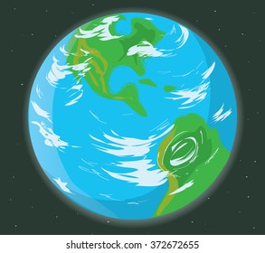continents and the air flows on the planet Earth. Vector. Stock illustration